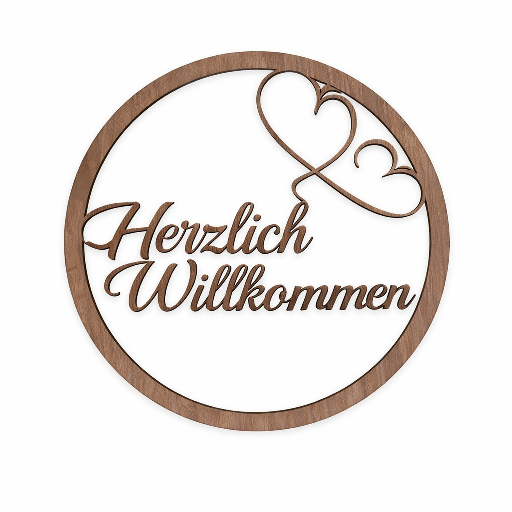Holzkranz „Herzlich Willkommen mit Herzen“