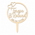 Cake-Topper "Name, Datum + Herzen"