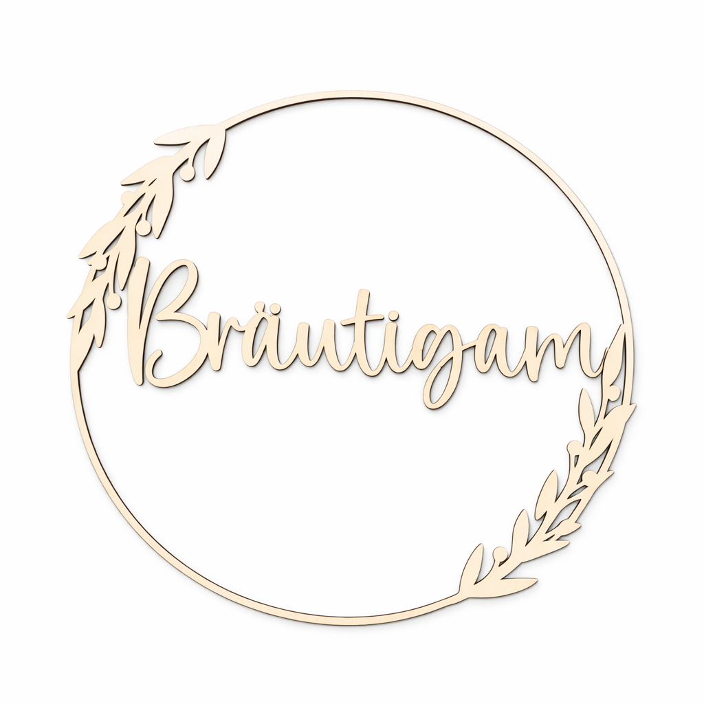 Holzkranz "Braut & Bräutigam" Set mit Blumenmuster